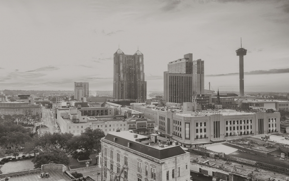 black and white picture of a city